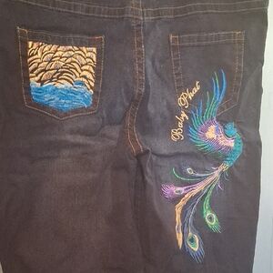 Baby Phat Indigo Denim with Peacock Graphic